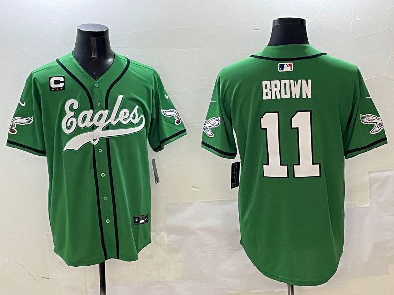 Men Philadelphia Eagles #11 Brown Green three generations Jointly Name 2025 Nike Limited NFL Jersey style 10